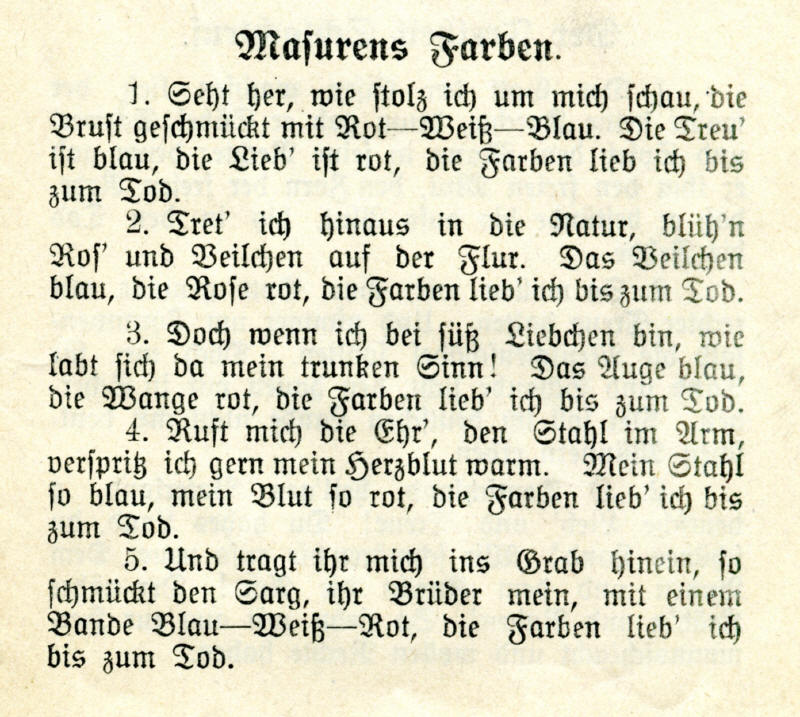 Liedertext: Masurens Farben.