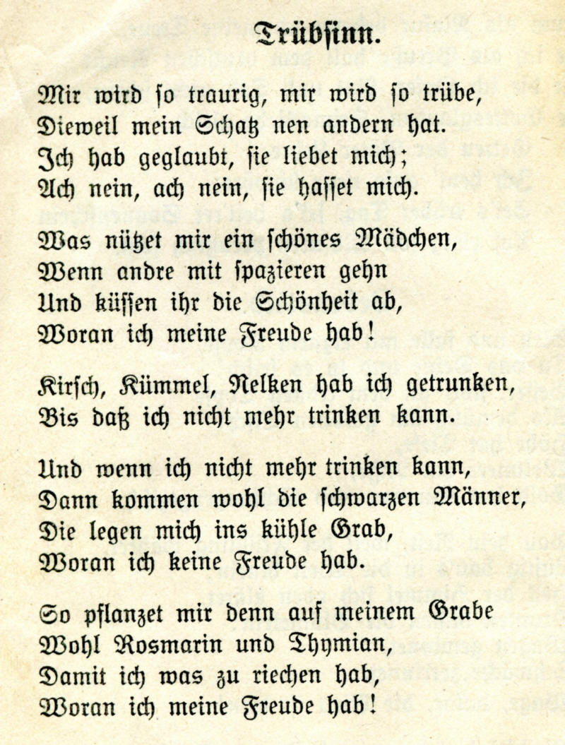 Liedertext: Trbsinn.