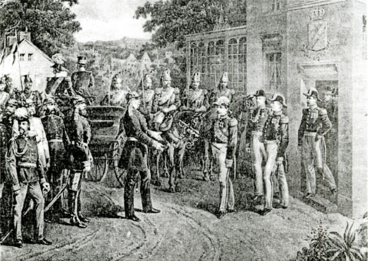 Vor 150 Jahren: Der Kaiser der Franzosen ergibt sich und berreicht dem Knig von Preuen seinen Degen