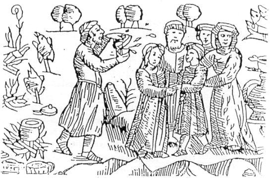 Hochzeitszeremonie der Prußen. (Olaus Magnus Venedig 1565) - Für weitere Infos zum altpeußischen Weiberfest: Bild anklicken!