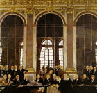 Vertragsunterzeichnung im Spiegelsaal von Versailles am 28. Juni 1919 (William Orpen, 1921) Foto: Wikipedia/Ssolbergj