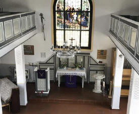 Der Innenraum der Salzburger Kirche im ostpreuischen Gumbinnen (Deutschlandradio / Gesine Dornblth)