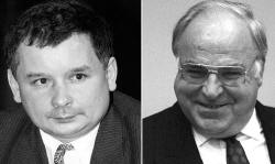 Eigentlich wollte Jaroslaw Kaczynski (l.) im Gesprch mit Helmut Kohl (r.) seine Sorgen uern. Doch der Versuch gelang nicht wirklich, wie die Notiz eines Mitarbeiters verrt.